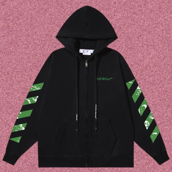 Off-White Black Men's Zip Up Hoodie - Picture 1 of 5